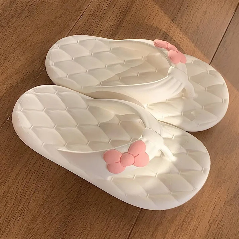 

Summer EVA Women's Flip Flops Cute Anti Slip Beach Sandals Sweet Anti Bow Fashionable Slippers Comfortable Home Slippers