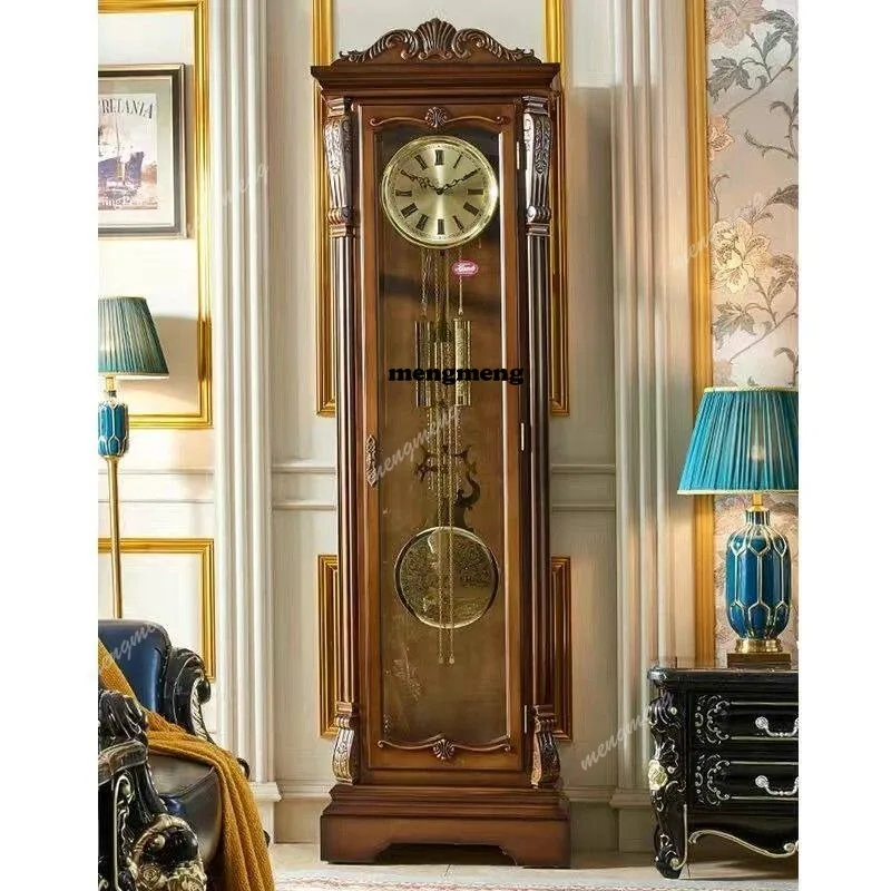 Floor clock retro living room vertical clock villa American pendulum clock luxury
