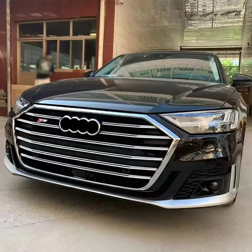 Car bumpers look for Audi A8 D5 2019-2022 year facelift to new S8 model with bumpers grilles and rear diffuser