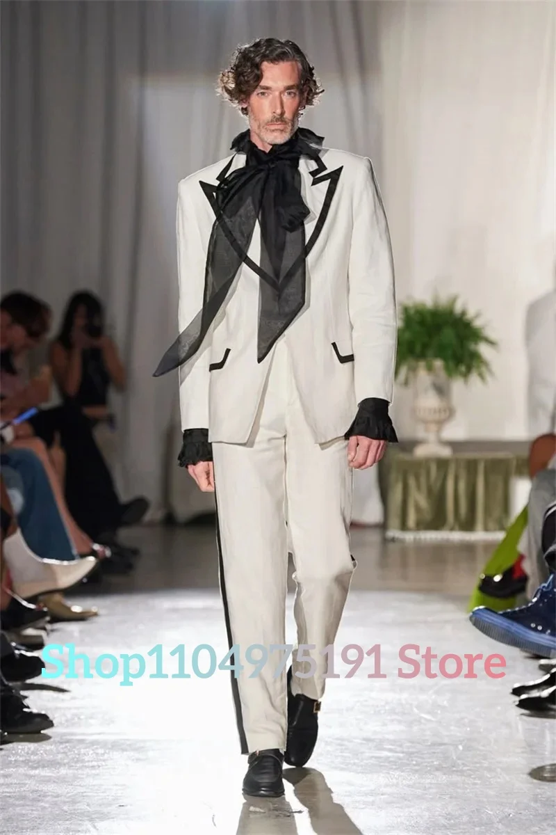 Fashion Men Suits Pants Set 2 Pcs Blazer+Trousers Temperament Evening Dress Homecoming Gowns Celebrity Gowns Performance outfit