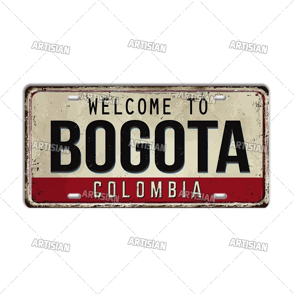 Artisian Argentina ecuador Chile Colombia License Plate Landmark Metal Sign City State Decorative Car Plate Wall Decor Garage