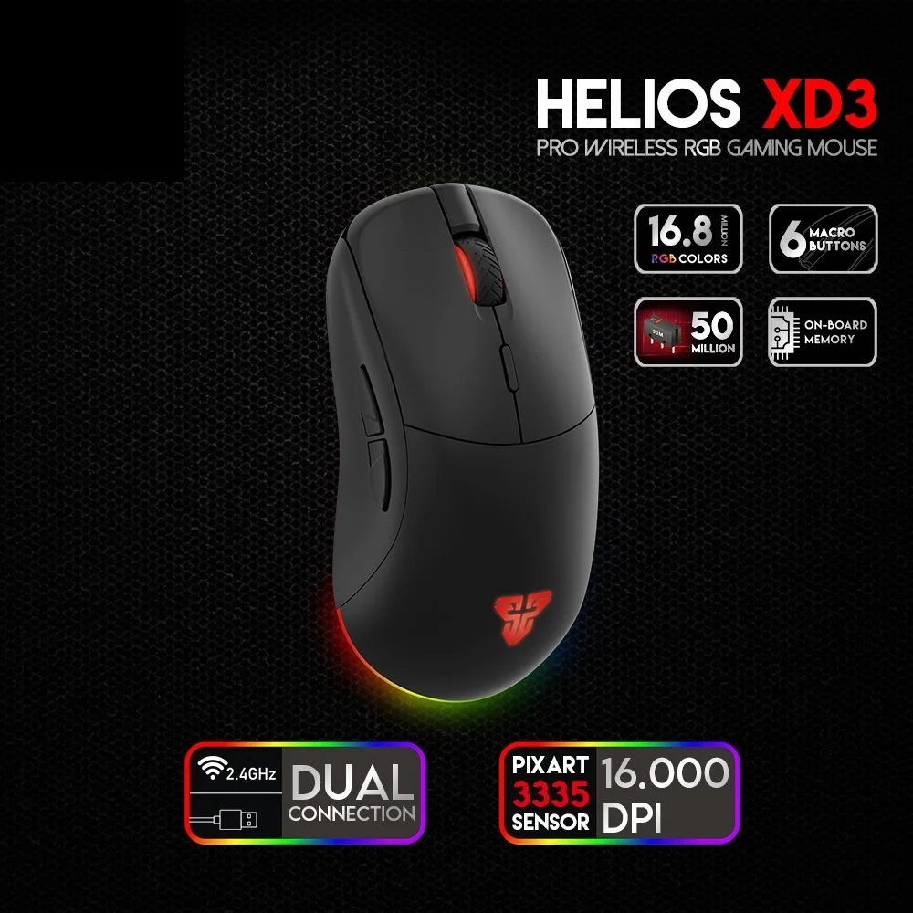 Top! XD3 Professional Gaming Mouse 2.4G Wireless Mouse PIXART 3335 Ergonomic 16000DPI RGB 6 Macro Buttons Mice For PC Gamers