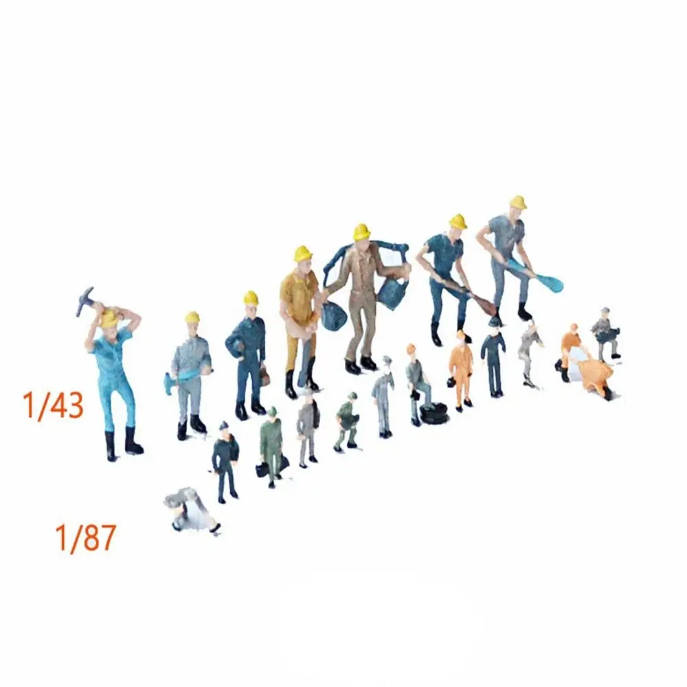 10/25pcs Mini Construction Worker Model Building People Figures Passengers Train Scenery 1/87 1/43 Scale Mixed Color Pose