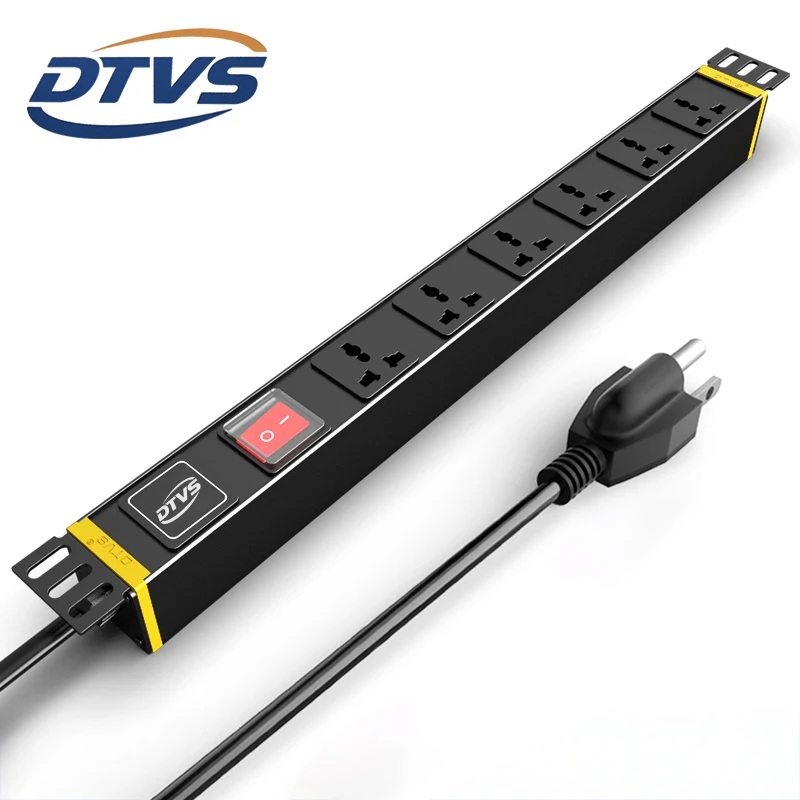 

Универсальный серверный блок распределения питания DTVS DT7161-US на 6 розеток, 110-250В, 50/60Гц, IDC, 19 дюймов, с американской вилкой, из алюминиевого сплава
