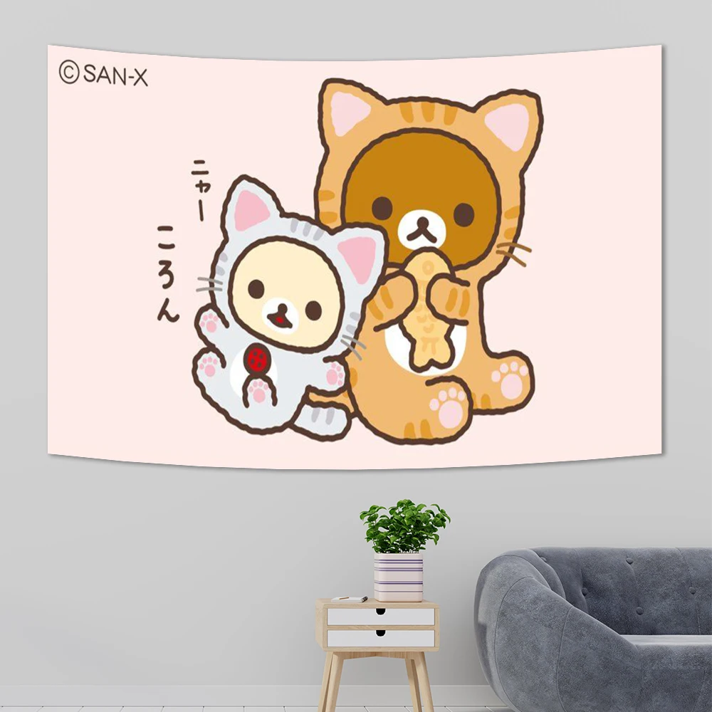 Cute Cartoon R-Rilakkuma Hippie Wall Hanging Tapestries Bohemian Wall Tapestries Mandala cheap INS Home Decor kawaii sakura