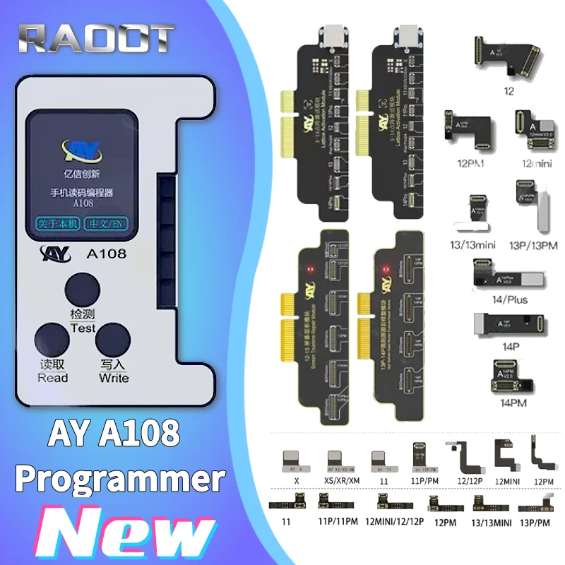 

AY A108 Dot Matrix Battery Programmer for IPhoneX/XR/11/12/13/14 Pro Max Camera Radar Repair Cable Dot Matrix Face ID Tool