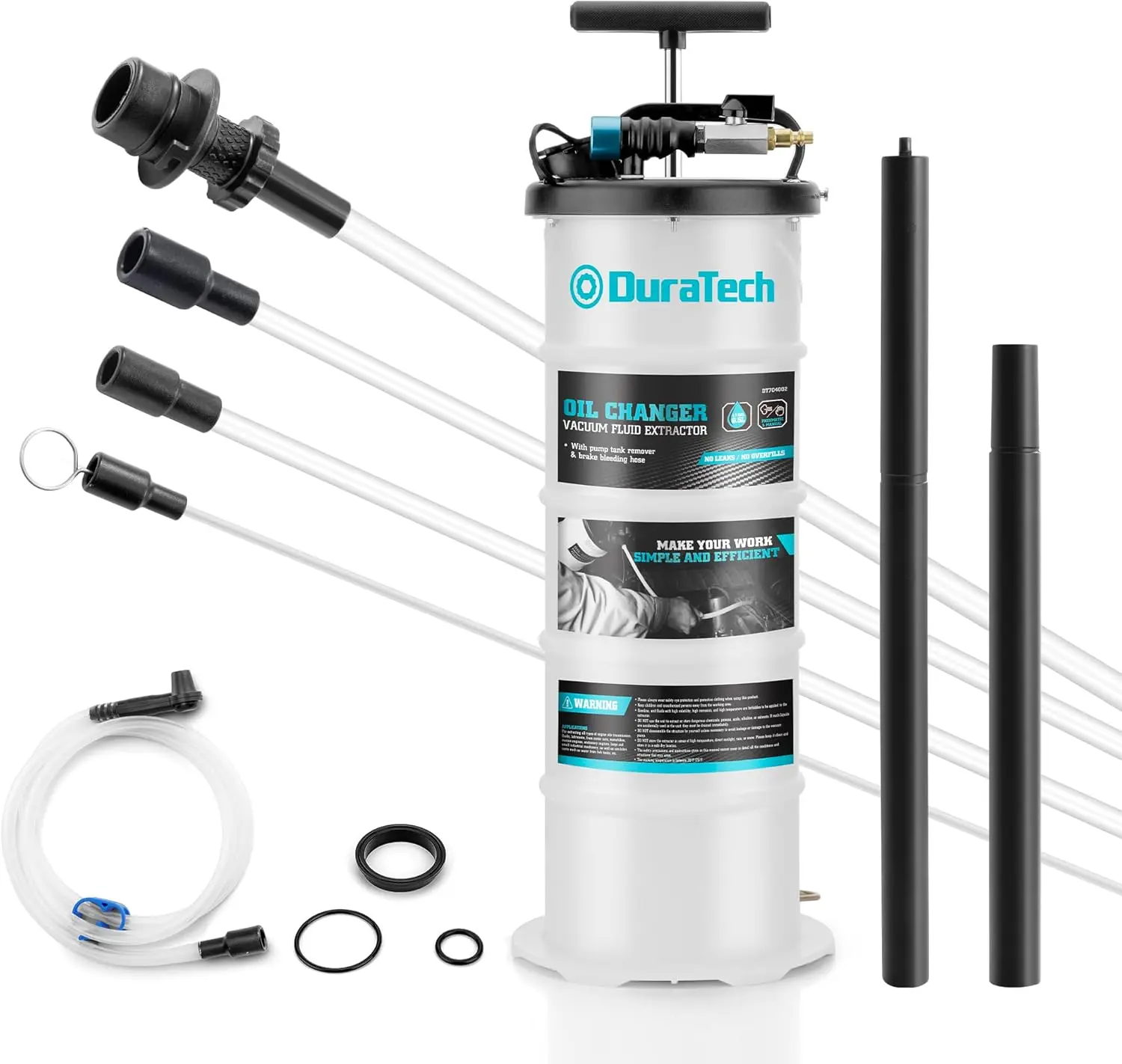 

6.5L Oil Extractor Pump, Pneumatic/Manual with Pipe Storage & Accessories for Automotive Oil Change