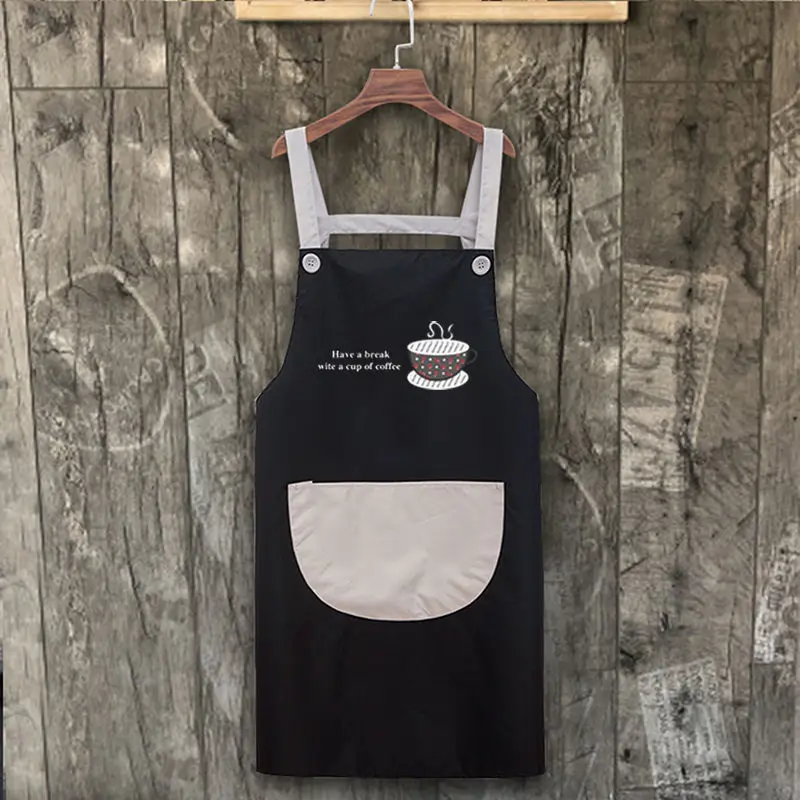 Apron Fashion Kitchen Household Adult Waterproof Oil Proof Household Cooking Dirt Resistant Baking Bib Coffee Shop Waiter Apron