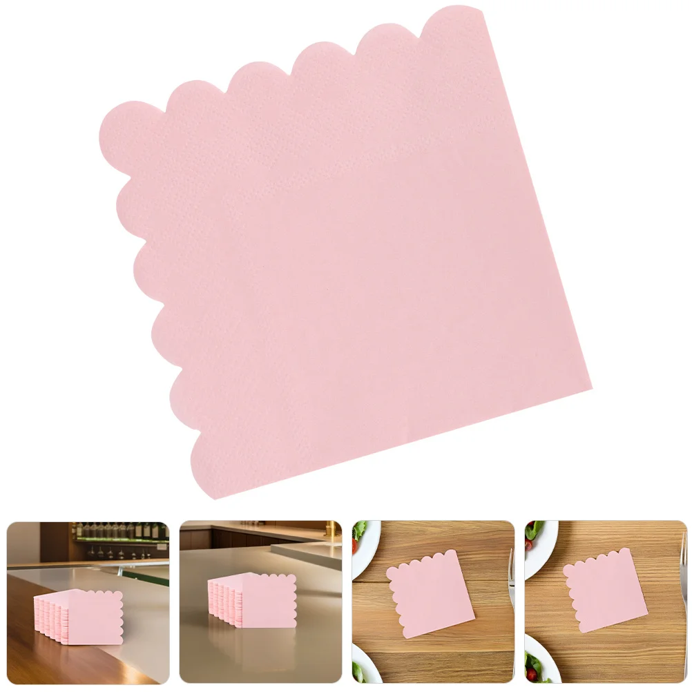 

100Pcs Pink Scalloped Disposable Napkins Elegant Paper Party Napkins Shower Table Setting Bulk Pack Disposable Napkin