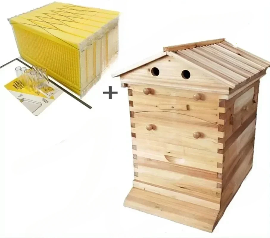 Boiled Wax Fir Beehives Wood Automatic Self-Flowing Honey Bee Hive & 7 Auto Frames Apiculture Beekeeping Equipment Tool Beehive