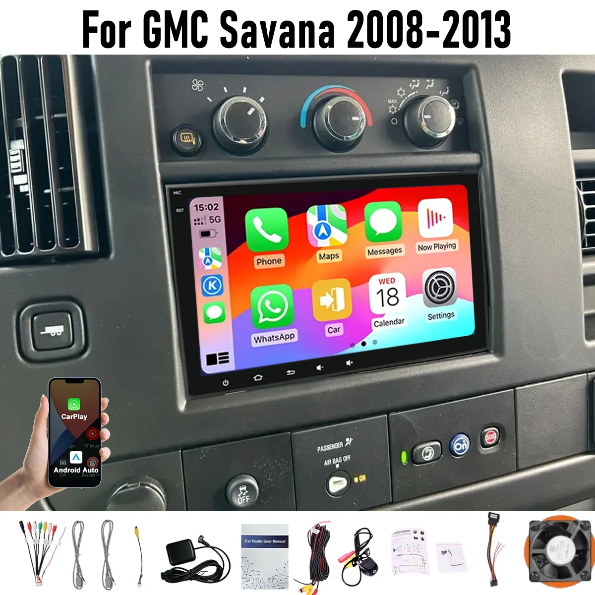 

8“ Apple CarPlay Android auto 6-128GB (8CORE) For GMC Savana 2008-2013 Screen Android15 Head Unit GPS Navigation Radio
