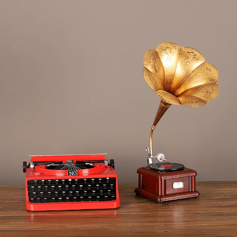 Retro Vintage Typewriter Model,handmade Props Model Retro Decoration Metal Decorative Figurines Home Decoration Ornaments