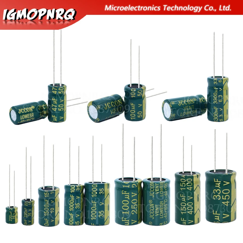 Kondensator 6.3V 10V 16V 25V 35V 63V 100V 250v 400V 100UF 220UF 330UF 470UF 680UF 1000UF 47UF 22UF 2200UF 2.2uf 3300uf 4.7uf