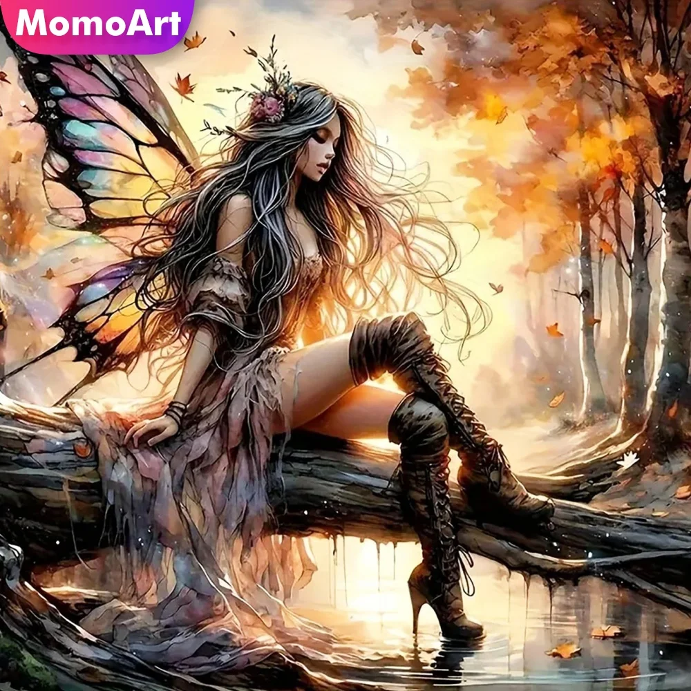Momoart Neuerscheinung Diamantmalerei Frauenporträt DIY Vollquadrat Rund Mädchen Diamantmosaik Elfen Heim Schlafzimmer Wandkunst