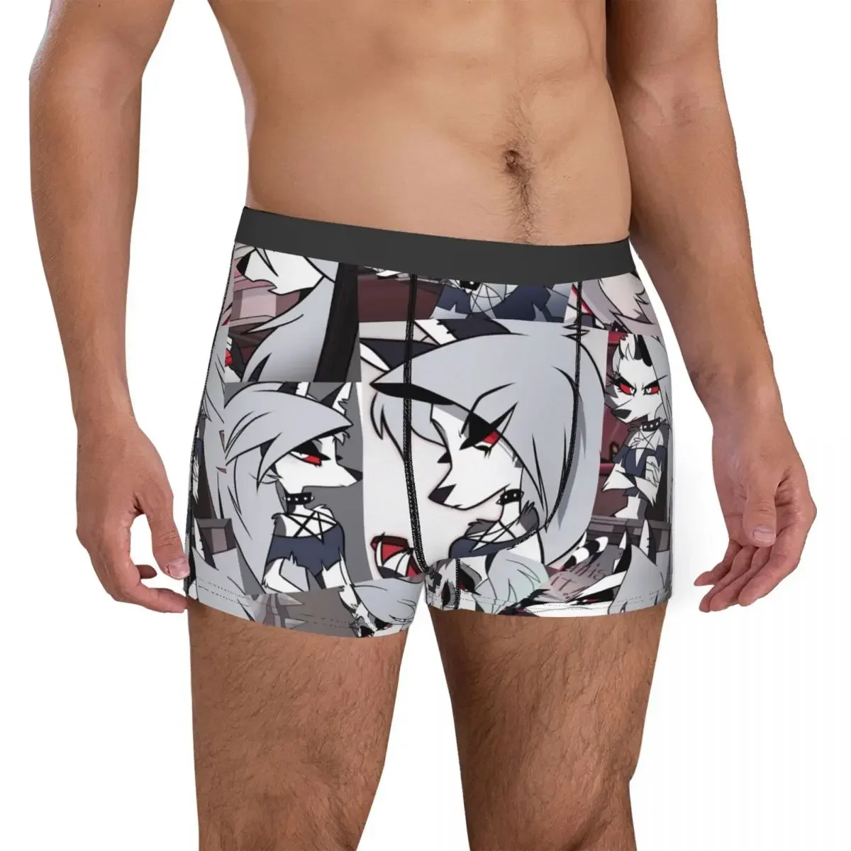 لونا كولاج الرجال الملابس الداخلية Helluva Boss أنيمي سراويل بوكسر سراويل الجدة لينة السروال للذكور حجم كبير
