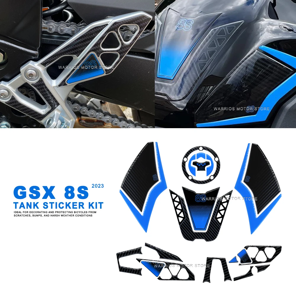 

Motorcycle 3D Resin Stickers For Suzuki GSX 8S 2023 Side Tank Protection Decal