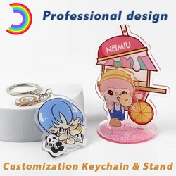 Customized Acrylic Double Stand Anime Key Chain Ring Cartoon Figure Standee Keyring Custom Photo Keychain 2 Side Printing Coated