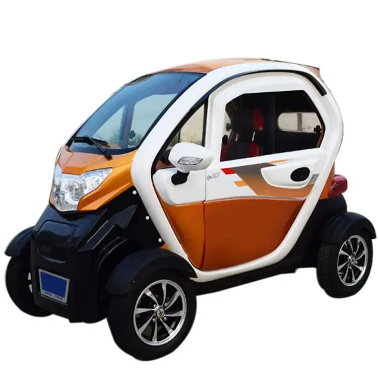 Two seater mini electric vehicle with two person large wheel pedals