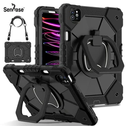 For Apple iPad Pro 11 2018 2020 2021 2022 A2228 A2377 A2759 Case Shockproof Silicon PC Pull Ring Stand Shoulder Strap Cover