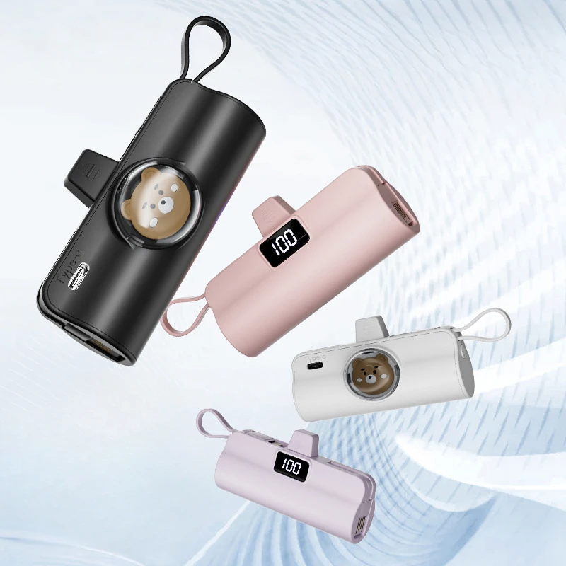 2025 アップグレードミニカプセル電源銀行 5000mAhPower ディスプレイケーブルが付属ポータブル携帯電話電源 IPhone Samsung