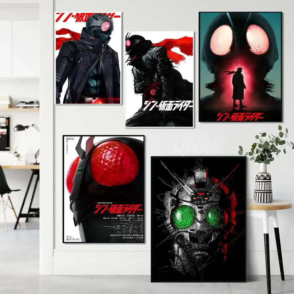 Movie A-Shin Kamen Rider Poster Waterproof Wall Art Sticker For Bar Living Room Vintage Room Decor High Quality Print Gift