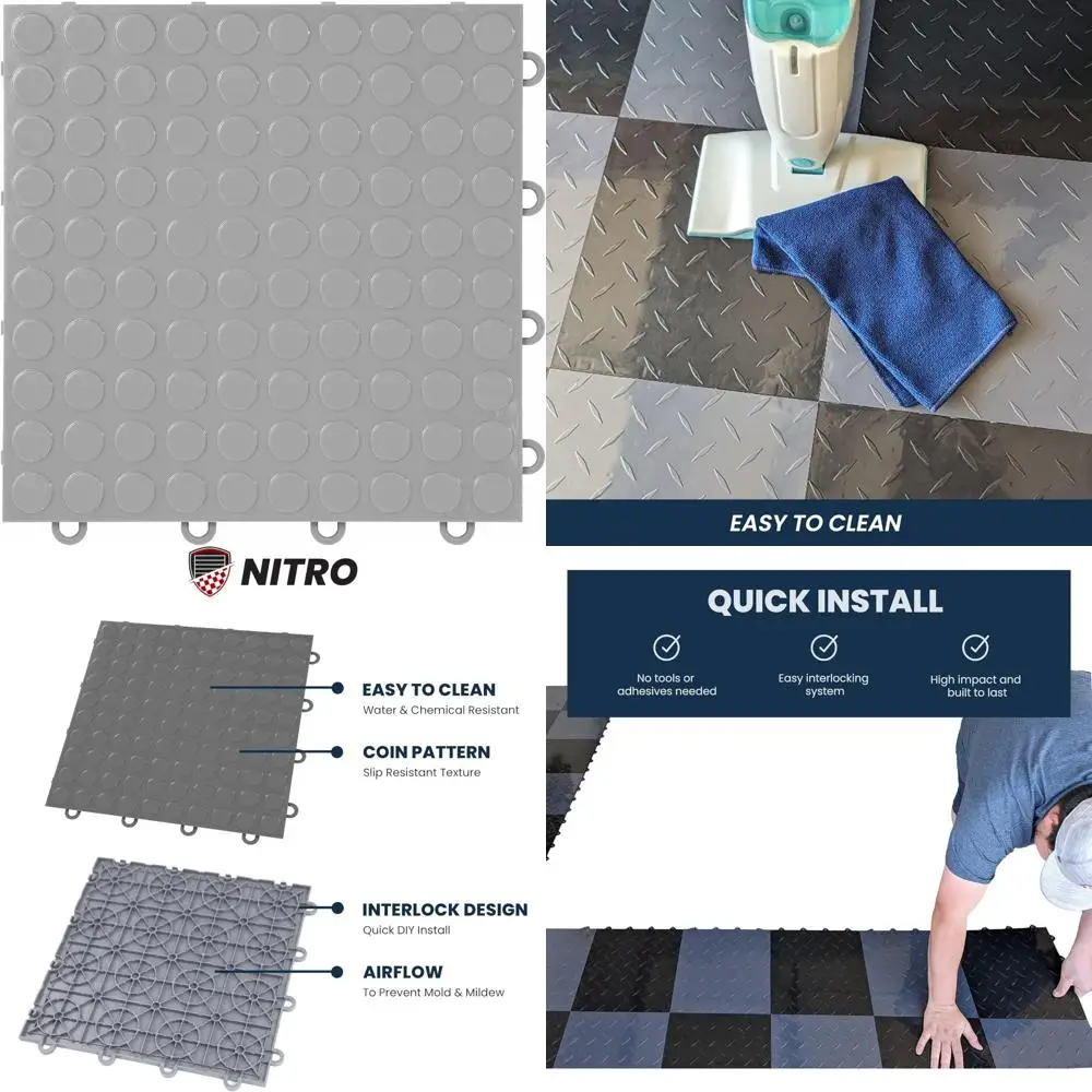 بلاط أرضية جراج بلاستيكي متشابك 12 × 12 غير قابل للانزلاق لسهولة التركيب والتنظيم معًا #1