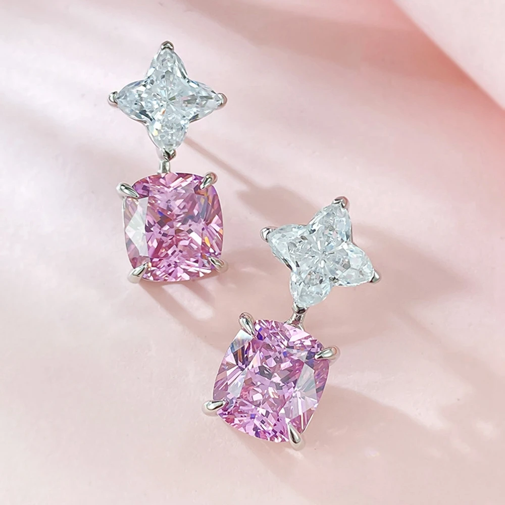 Imagem -03 - Wong Rain-925 Sterling Silver Star Studs Safira Pedras Preciosas Pink Star Studs Joalheria Fina Atacado Laboratório 10x11 mm 100 925