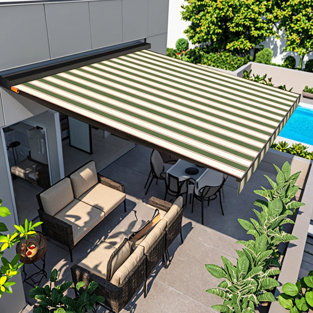 Electric Sensor Full-box Sunshade Aluminum Frame Polyester Powder Coated Modern Extendable Design For Outdoor Use Big Projection