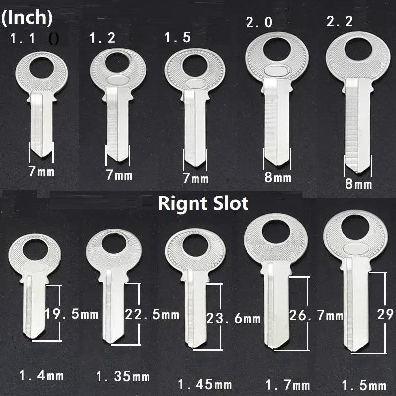 5pcs Padlock Blank Key 1.1 / 1.2 / 1.5 / 2.2 inch Civil key blade