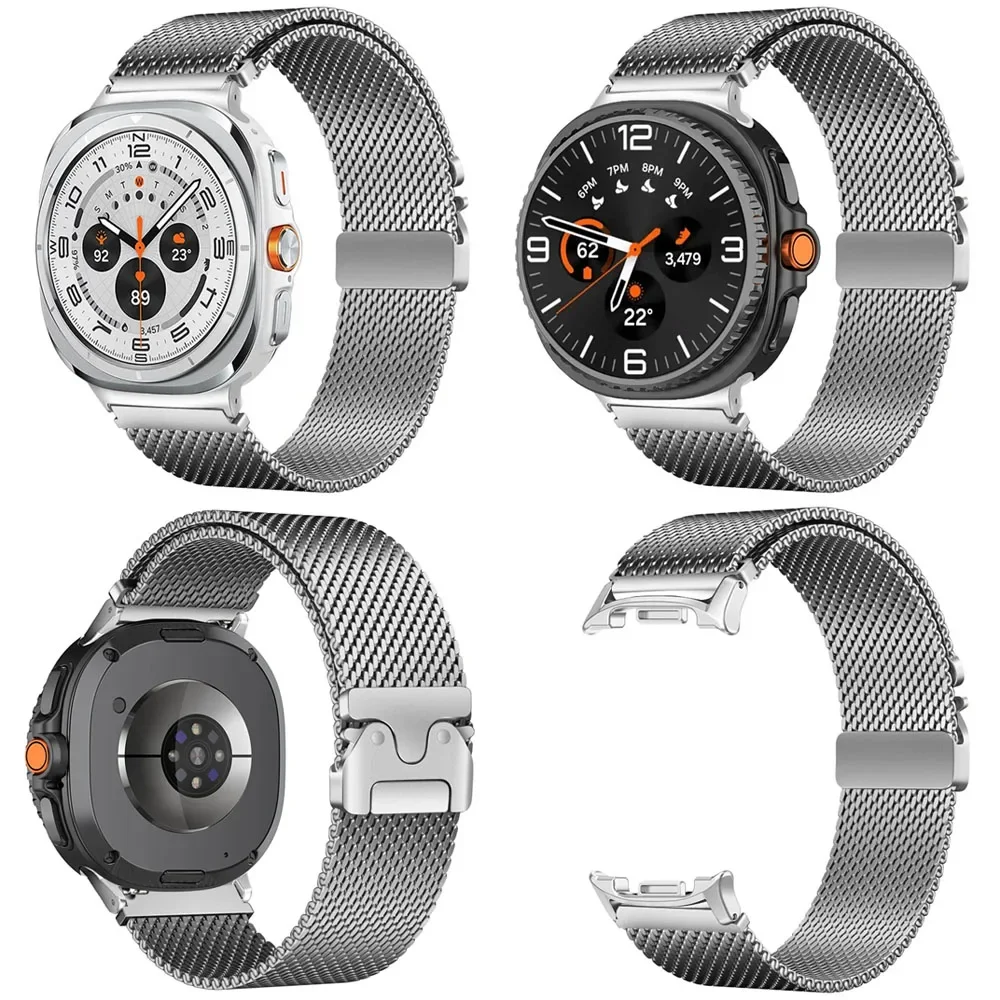 

Поп-миланский ремешок с пряжкой-парашютом для Samsung Galaxy Watch 8 40 мм 44 мм 8Classic 46 мм Ultra 47 мм Ремешок из нержавеющей стали 2025 Brac