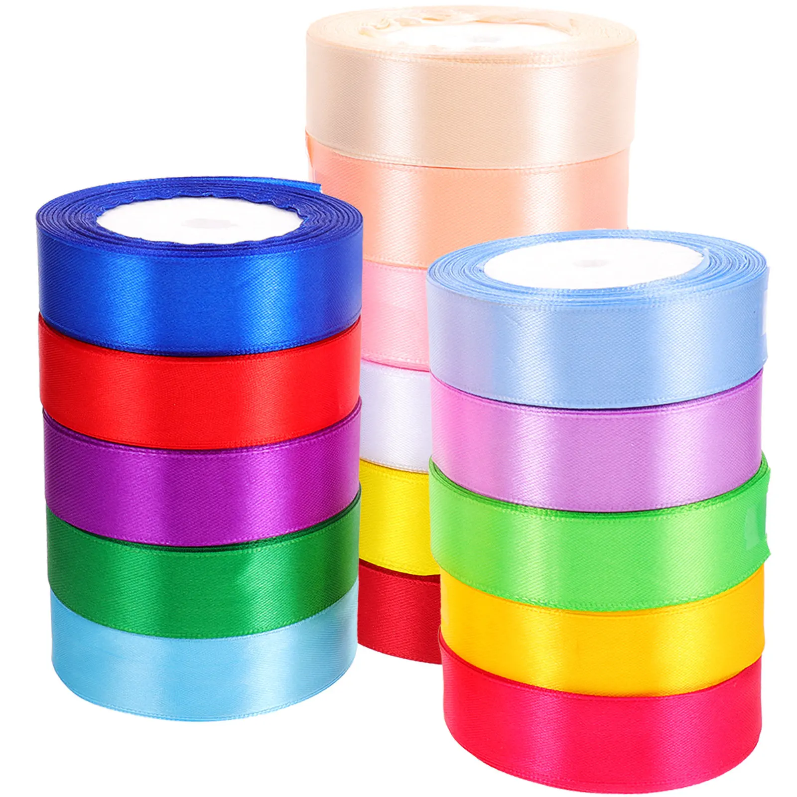 

16 Rolls Rainbow Decorative Ribbon Polyester Smooth Surface Braided Edges for Gift Box Wrapping Party DIY Craft Bow Making