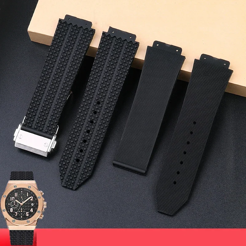 Genuine leather rubber watch strap For HUBLOT Hengbao watch strap, Yubo Big Bang classic fusion Yubo raised strap 26-19mm