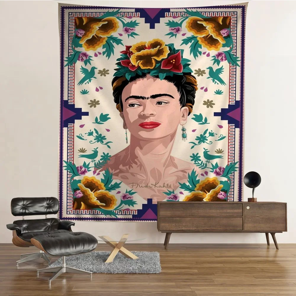 F-Frida K-Kahlo Anime Tapestry Hanging Tarot Hippie Wall Rugs Dorm Home Decor