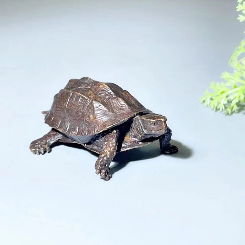 Little Fairy/Retro Copper Feng Shui Longevity Turtle Statue Desk Small Ornaments Home Decoration Craft Accessories Animal Statue