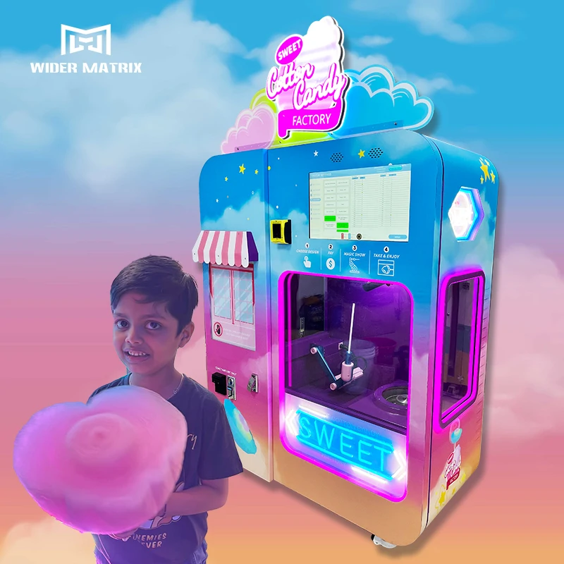 Commercial Cotton Candy Fairy Floss Vending Making Machine, automático completo, conta de moeda, aceitador do cartão de crédito, novo estilo, 2022