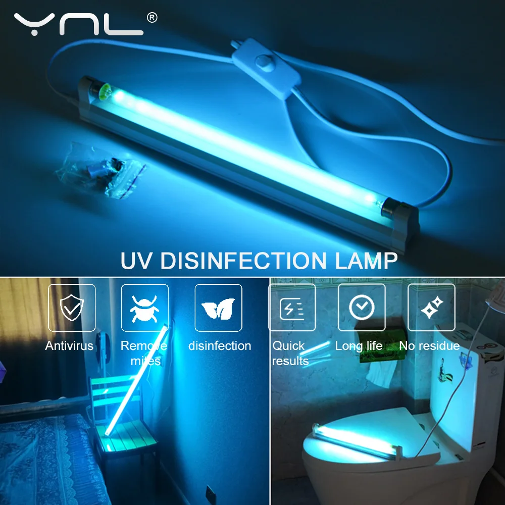 Lámpara de cuarzo esterilizador UV, 220V, 110V, 6W, 8W, tubo T5, luz germicida de ozono, lámpara ultravioleta bactericida, desodorante de desinfección
