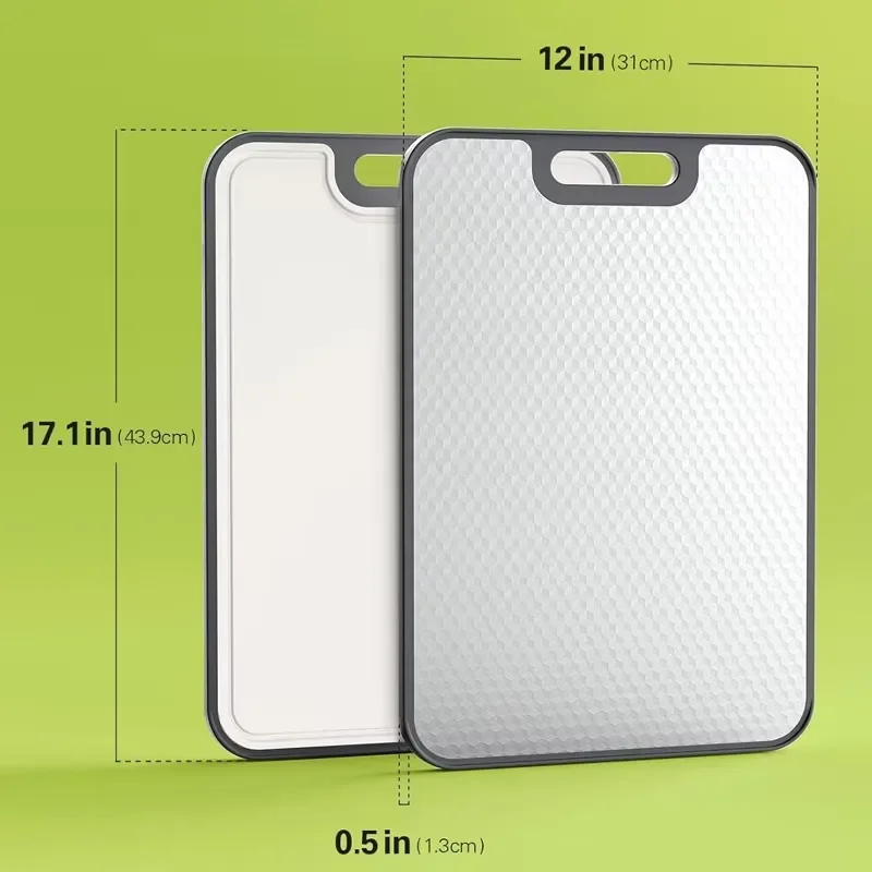 Mesh Design Non Toxic Stainless Steel Cutting Board Double Sided Metal Chopping Block Titanium Kitchen Large Prep Surface