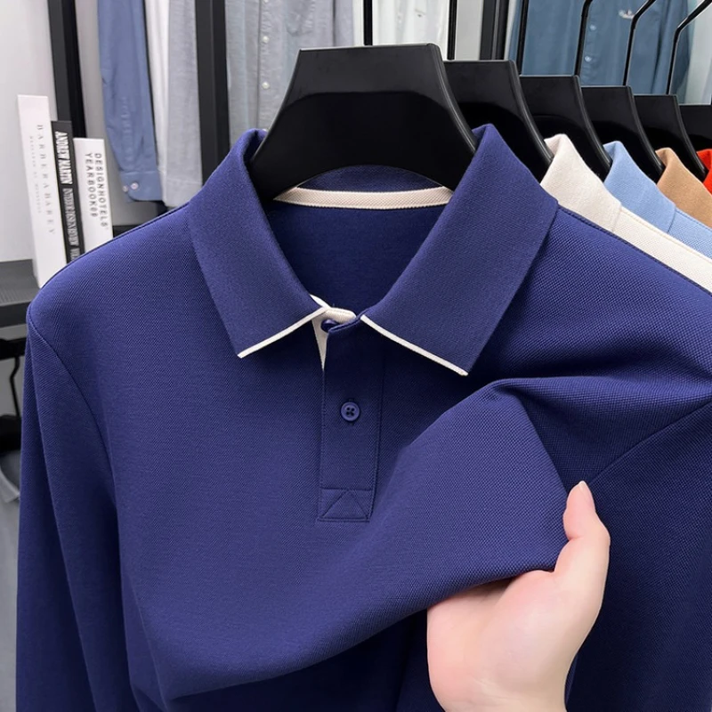 

Cotton Men's Premium Pique Polo Shirt - Electric Blue Slim Fit Business Casual Essential Collar Edge Stitching