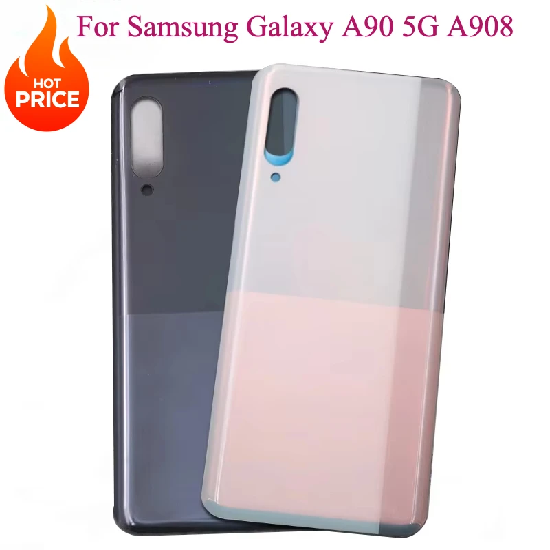 New For Samsung Galaxy A90 5G A908 A908F SM-A9080F Battery Back Cover Rear Door Glass Panel Housing Case Replace