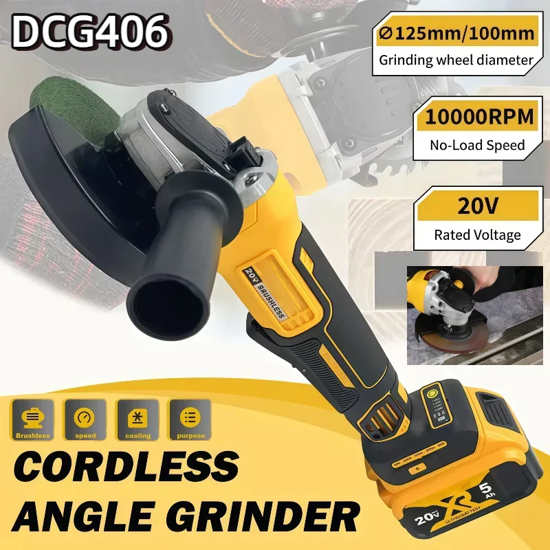 Adatto per Dewalt DCG406 (125 mm, M14) - Smerigliatrice angolare a batteria senza spazzole ad alte prestazioni da 20 V - Taglio e lucidatura superiori