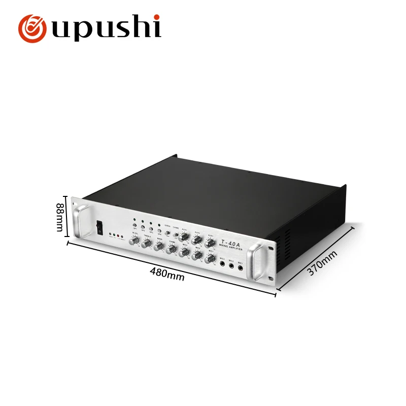 Oupushi 400W surround sound-versterker 4-zone 2-kanaals studioversterker