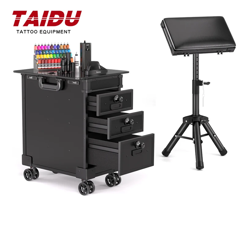 

TAIDU Чемодан для татуировки с тремя ящиками Дорожный чемодан с колесами PU ABS Татуировка Дорожный багаж Большое пространство оборудование для татуировки
