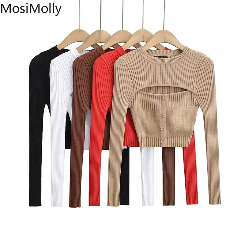 Women Sweater Cool Sweater Button Front Sweaters Jumpers Pullovers Knits Sweater Cool Knits Tops Hollow Out Sweater