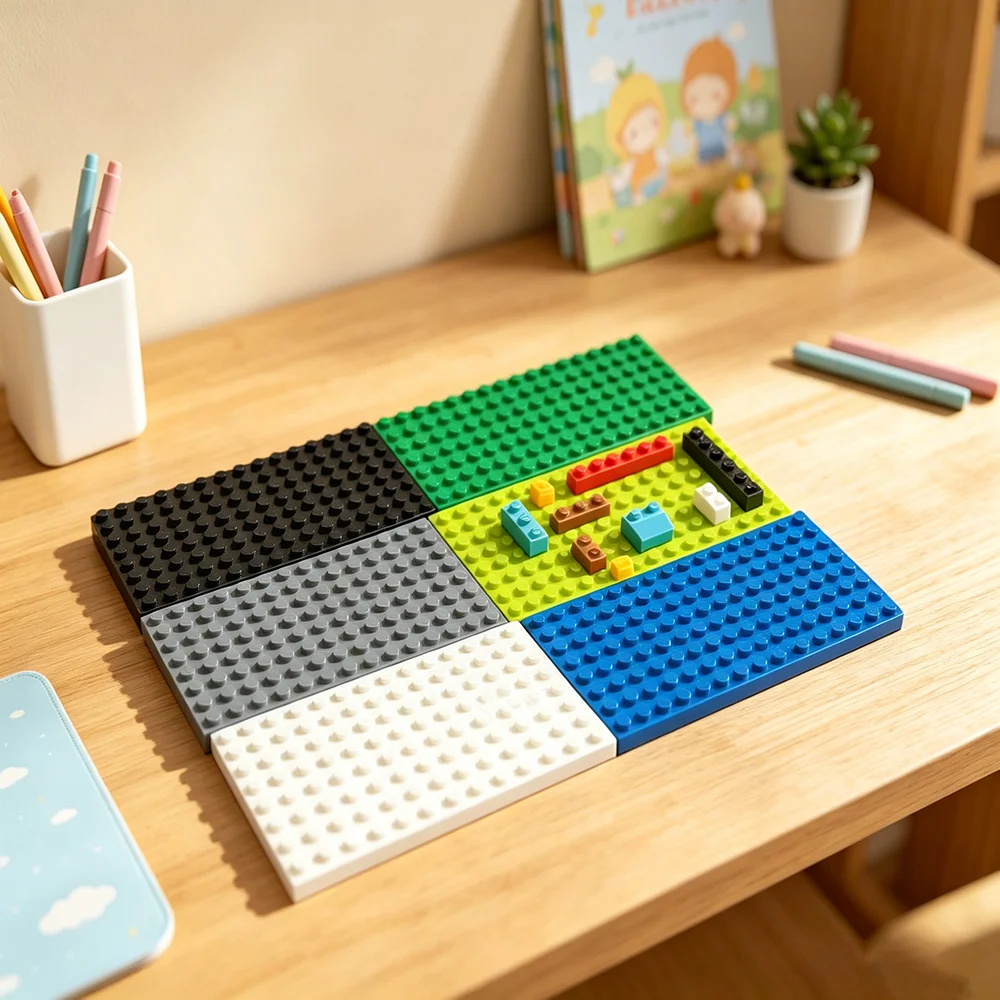 5Pcs DIY Building Toy Base Plate 8x16 Double Sided Studded Baseplates Multi Color Reversible Brick Base Board Block Accessories