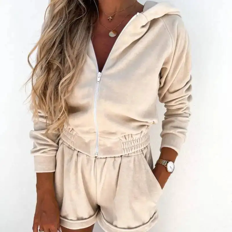 2024 heißer Verkauf neue Sport Casual Sommer Hoodie zweiteilige Shorts Set Damenbekleidung