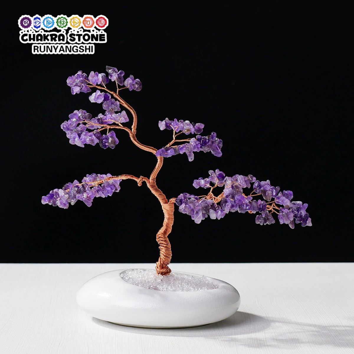 1PC Natural Crystal Macadam Tree Large Welcome Pine Handmade Tree Life Specimen Souveni Home Entrance Decoration