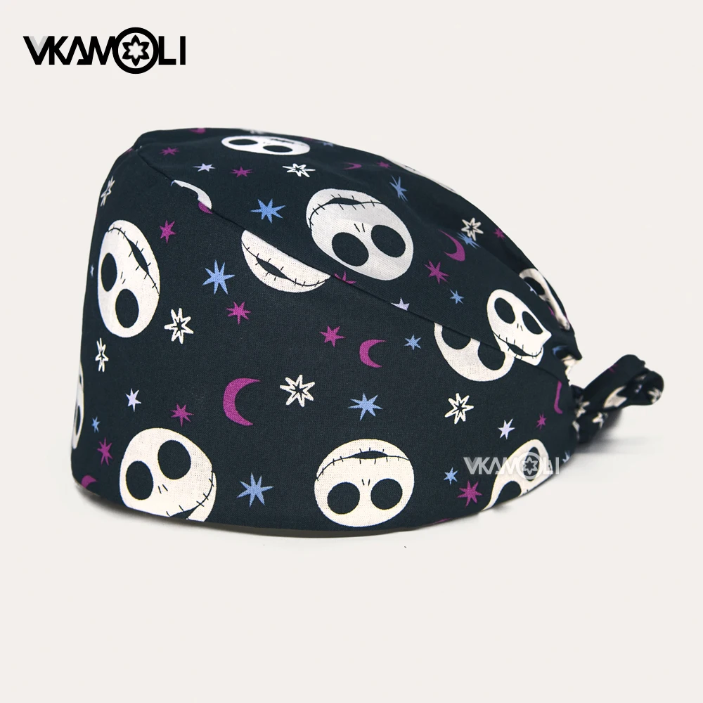 

Print Adjustable pharmacist clinic hat scrubs caps Women Men Dentist Caps lab work cap dust proof cap nursing scrubs hat