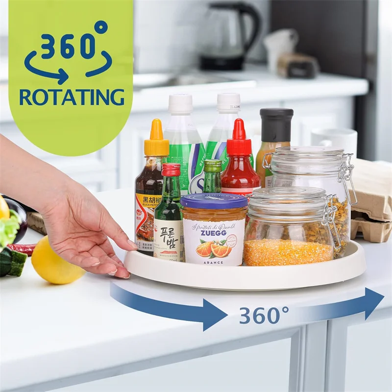 Non-Skid Lazy Susan Turntable Rack Kitchen 360° Rotating Tray Countertop Spice Rack Pantry Lazy Susan Under Sink Organizer