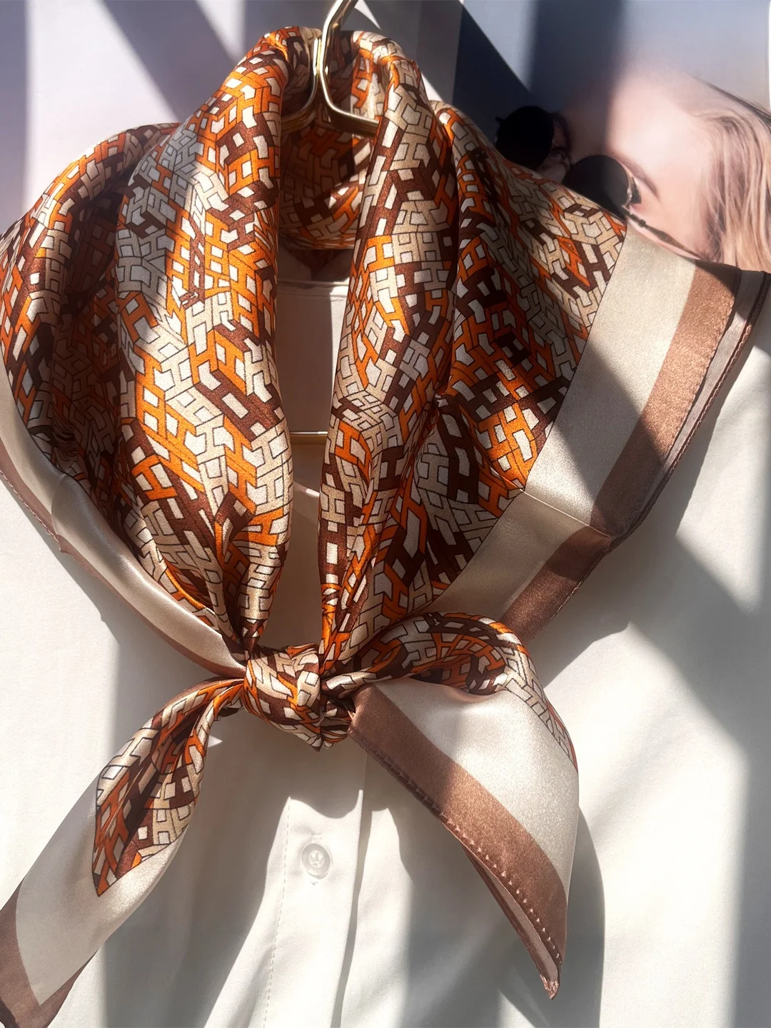 00-桑シルクスカーフ女性のママスタイルネクタイ小さな正方形スカーフ春夏秋ファッション装飾幾何学模様