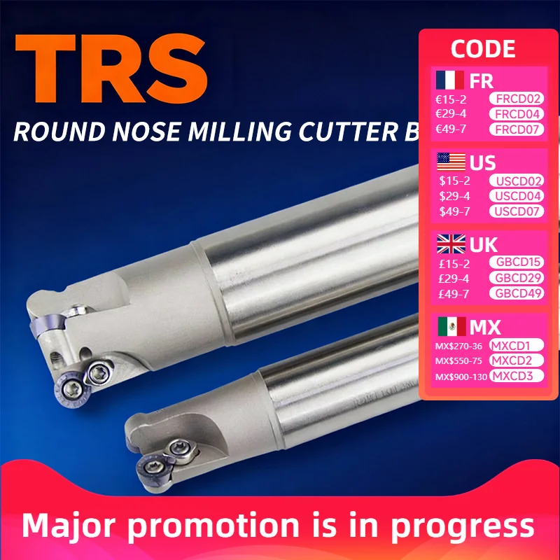 

TRS 5R/6R Round Nose Tools 150-250L Carbide insert RDMT10T3/1204 CNC Lathe End Mill Arbor Cutting Machining Face Milling Cutter